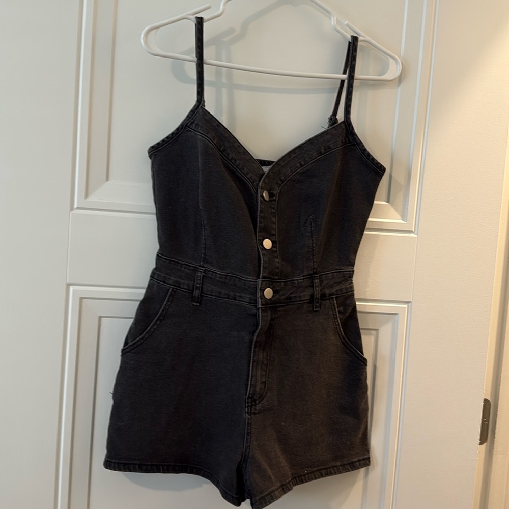 Black Denim Romper - NWT